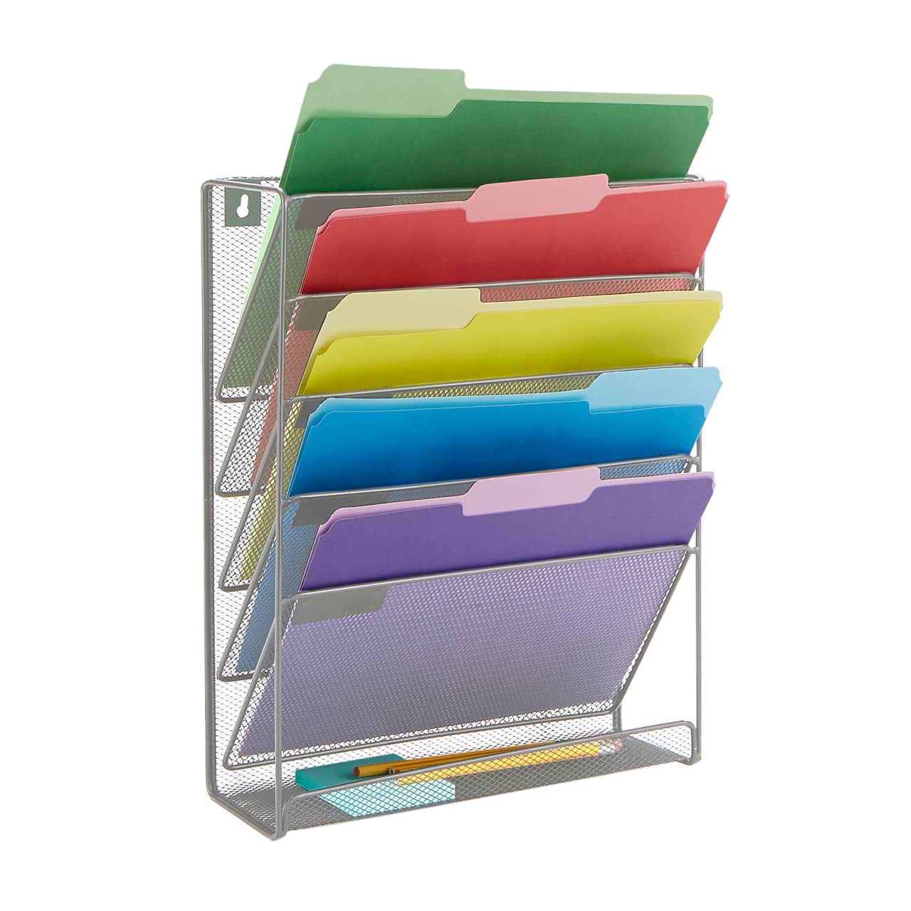 Mind Reader 6 Compartment Vertical Hanging Wall File & Chart Organizer